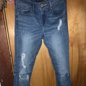 Express Skinny Jeans Distressed Bottoms
